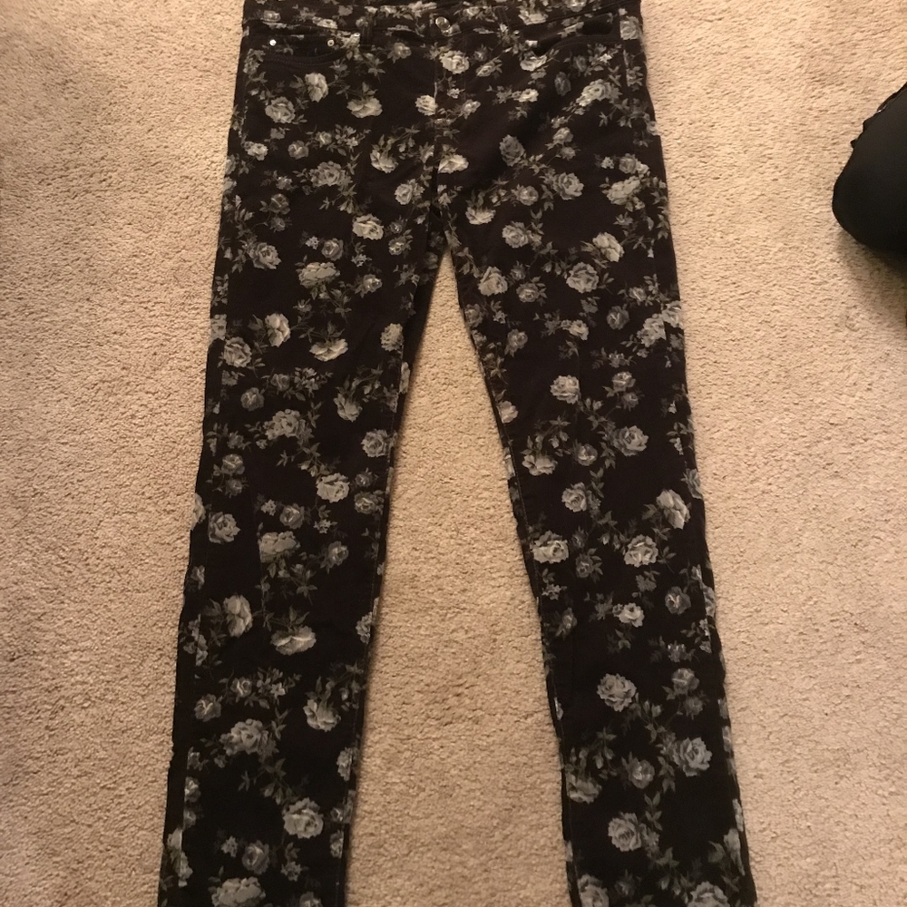 Corduroy Floral Skinny Jeans